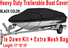 Crestliner Fish Hawk 1750 Trailerable Boat Cover B2001 Black Color