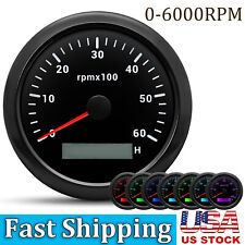 85mm Marine Tachometer Gauge 6000rpm With Lcd Digital Hourmeter For Car Boat Us