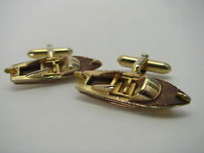 Rare Vintage Chris Craft Wood Boat Swank Cufflinks Gold Tone Nicely Detailed