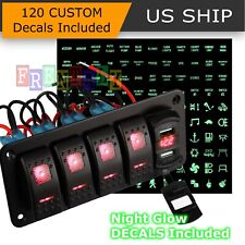 5 Gang Toggle Rocker Switch Panel With Usb For Car Boat Marine Rv Truck Red Led