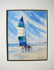 Hobie Cat - After The Sail Signednumbered 11 X 14 Watercolor Print Landscape