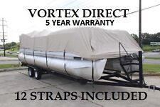 New Vortex Beigetan 20 Ft Foot Ultra Pontoon Boat Cover Welastic Seam Straps