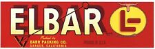 Elbar Brand Sanger California An Original Produce Crate Label Longhorn