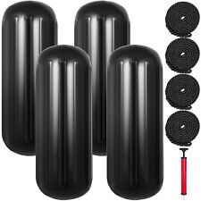 Vevor 4 Ribbed Boat Fenders 10x28 Black Center Hole Bumpers Mooring Protection