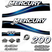2005 Blue Mercury 200hp Saltwater Optimax Outboard Engine Decals Reproductions