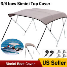 750d Bimini Top 3 Bow 4 Bow Canopy Boat Cover 6ft8ft Long Gray W Rear Poles