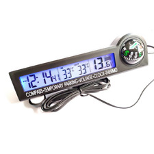 Black Combo Digital Clock Compass Thermometer For Dash Mount Cartruckrvboat