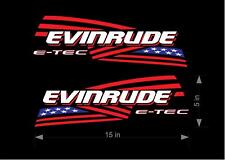 2 Pack Evinrude Outboard Red White And Blue American Flag Decals Graphics.