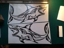 2 Tribal Shark Boat Decals Large Fish Fishing Graphics Big Sticker Sailboat