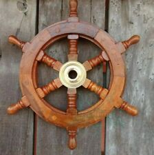 12nautical Wooden Brass Ship Wheel Pirate Wall Decor Marine Boat Steering Wheel