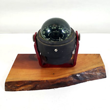 Vintage Airguide Marine Boat Compass Black Swivels Wood Mounted