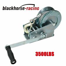 3500lbs Dual Gear Hand Winch Hand Crank Manual Boat Atv Rv Trailer 33ft Cable