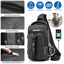 Mens Sling Crossbody Bag Anti-theft Chest Shoulder Messenger Backpack Usb Port