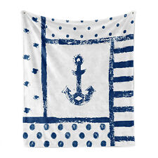 Ambesonne Anchor Nautical Soft Flannel Fleece Throw Blanket Plush For Indoors