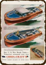 1943 Chris Craft Runabout Wood Boat Vintage Look Decorative Replica Metal Sign