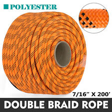 716 Double Braid Polyester Rope 200ft Nylon Pulling 8400lbs Breaking Strength