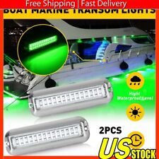 2x 42led 316 Stainless Steel Green Underwater Boat Marine Transom Lights Pontoon