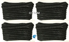 4 Black Double Braided 38 X 20 Ft Hq Boat Marine Dock Lines Mooring Ropes