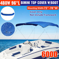 4 Bow Bimini Top Boat Roof Cover 73-78 Width 4 Bow Blue No Frame Wboot