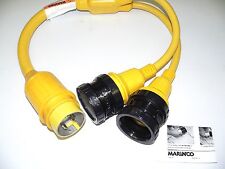 New Marinco Y Adapter 50a 125v Locking Male Plug Two 30 Amp Female Part 152ay