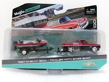 Maisto Tow Go 1987 Chevrolet 1500 With Trailer With Bass Boat Red Black 164