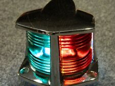 Vintage Marine Navigation Bow Light Chrome Red Green Glass Lenses - Excellent