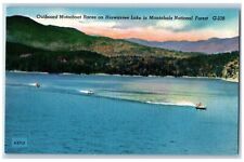 North Carolina Postcard Outboard Motorboat Races Hiawassee Lake Mantahala C1940