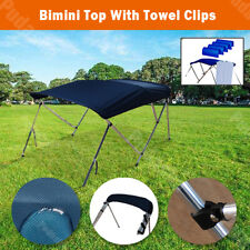 3 Bow Boat Bimini Top 6ft Canopy Cover 61-66 Free Clips Support Poles Bb3n1