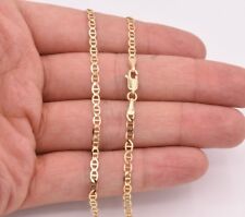 3.2mm Mariner Anchor Link Chain Necklace Real Solid 10k Yellow Gold