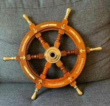 18nautical Wooden Brass Anchor Ship Wheel Pirate Marine Boat Steering Wheel New