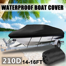 14-16ft Heavy Duty Boat Cover Waterproof V-hull Fishing Ski Bass Runabouts 210d