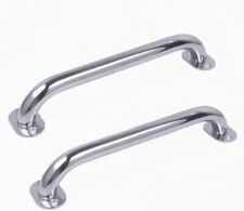 Pair Marine Boat Grab Handle Hand Rail With Flange Stud - 12 Long Stainless