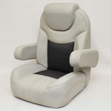 Godfrey Pontoon Boat Reclining Captains Helm Seat Off White Gray - Stains