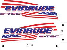 2 Pack Evinrude Outboard Red And Blue American Flag Decals Stickers Graphics.