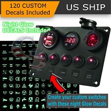 5 Gang On-off Red Led Toggle Switch Panel Voltmeter Dual Usb Car Boat Marine