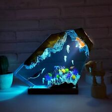 Humpback Whale And Jellyfish Resin Epoxy And Wooden Night Lights Home Decor Gift