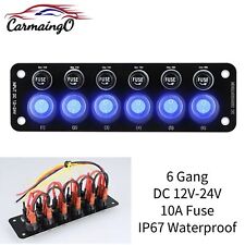 6 Gang Led Circuit Toggle Switch Panel Onoff Waterproof For Rv Car Marine Boat