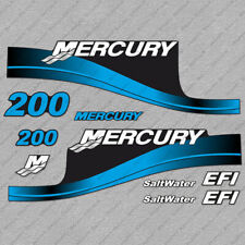 Mercury 200hp Efi Saltwater Outboard Engine Decals Blue Sticker Set