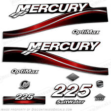 2005 Mercury Red 225hp Optimax Saltwater Outboard Engine Decals Reproductions