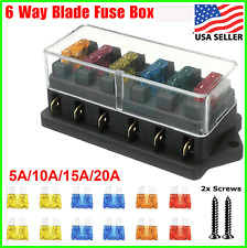 Blade Fuse Box Block Holder 12-24v 6 Way Car Boat Power Distribution Panel Board