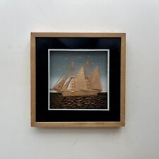 3d Style Ship Sailboat Boat Wood Framed Small Picture 4x4 Nautical Sea Ocean