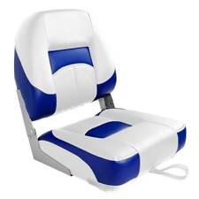 Boat Seat Low Back Folding Blue White Uv Treated Premium Marine Grade Vinyl