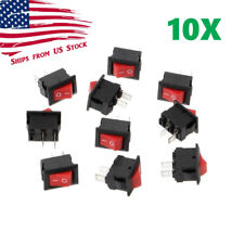 10pcs Mini Rocker Switch 2 Pin On-off Spst 125vac6a 250vac3a Red Kcd11 Us