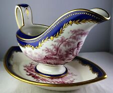 Antique Porcelain Continental Sauce Boat Wunderplate Cobalt Gold With Putti