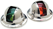 Pair Of Stainless Steel Red And Green Bow Navigation Lights For Boats - 1 Mile