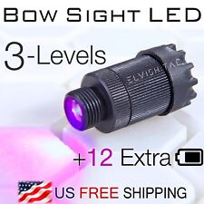 Compound Bow Sight Light Led 3-levels Adjustable 38-32 Thread 12 Extra Battery