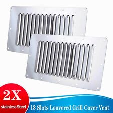 2x Boat Louvered Vent Stainless Steel Square Air Vent Grille Wall Ventilation