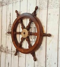 18 Brass Center Nautical Large Boat Ship Wooden Steering Wheel Wall Dcor Gift