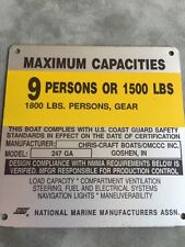 Omc Chris Craft 247 Ga Boat Capacity Platetag9 Persons Or 1800 Lbs