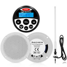 Marine Audio Radio Bluetooth Stereo Receiver And Boat 4 Speakers And Aerial